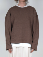 Round Neck Knitted Sweater Brown front - cleanfit minimal - UNPROVEN