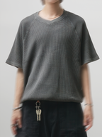 Waffle V-Neck T-Shirt gray-1 – Front view | clean essentials / relaxed fit | UNPROVEN