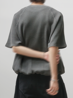 Waffle V-Neck T-Shirt gray-1 – Detail | clean essentials / relaxed fit | UNPROVEN