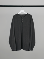 Henley Neck Tee Charcoal – Front view | clean essentials / minimalist | UNPROVEN