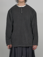 Henley Neck Tee Charcoal – Front view | clean essentials / minimalist | UNPROVEN