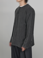 Washed Henley Neck Tee charcoal – Front view | clean essentials / relaxed fit | UNPROVEN