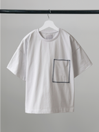 Chain-Stitched Pocket Tee white – Front view | clean essentials / relaxed fit | UNPROVEN