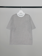 Striped Knit T-Shirt white – Front view | clean essentials / relaxed fit | UNPROVEN