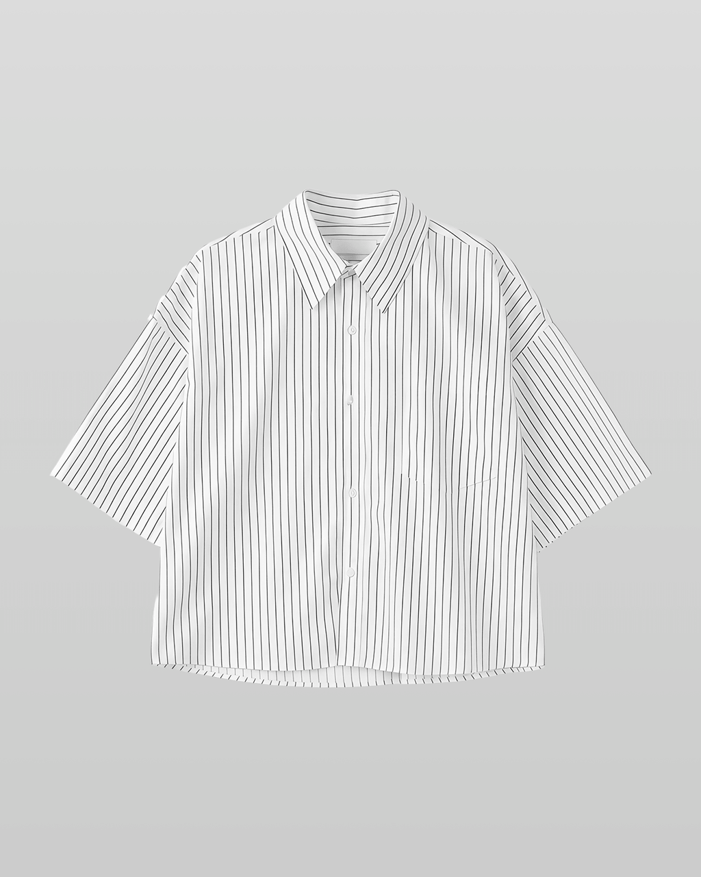 White Striped Cropped Shirt