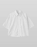 White Striped Cropped Shirt