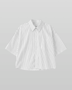 White Striped Cropped Shirt