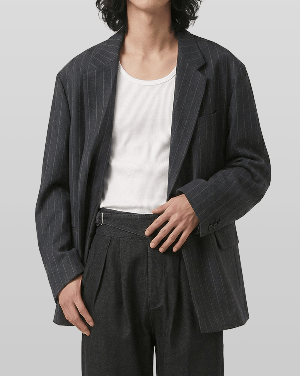 Wool-Like Striped Blazer