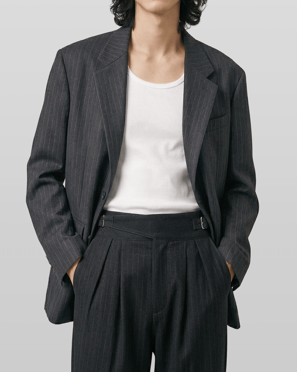 Wool-Like Striped Blazer
