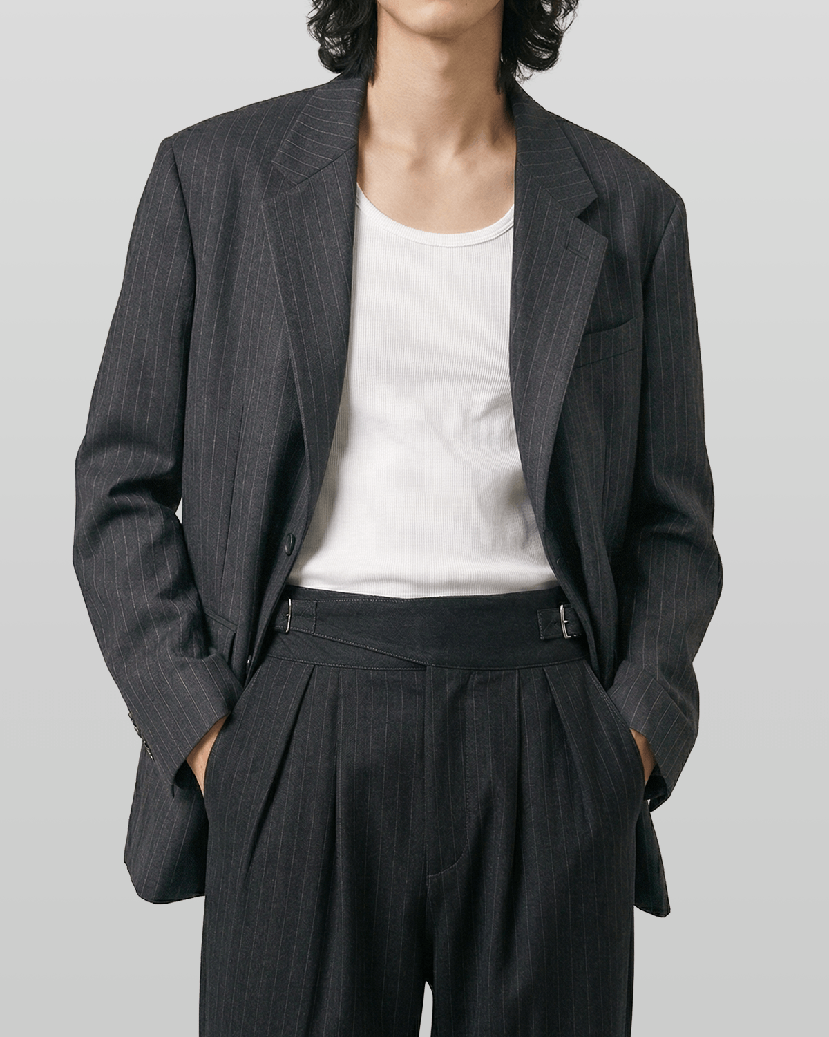 Wool-Like Striped Blazer
