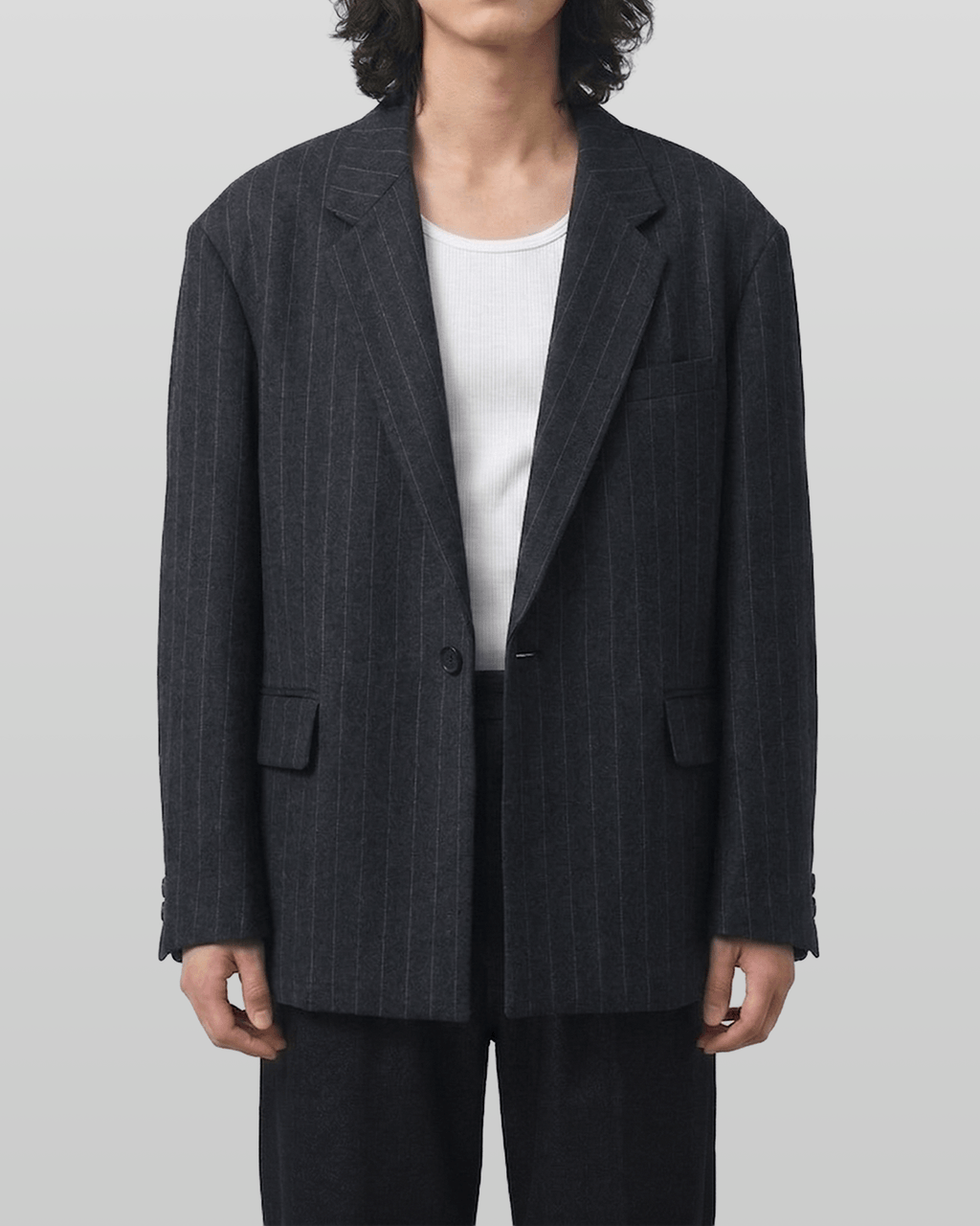 Wool-Like Striped Blazer