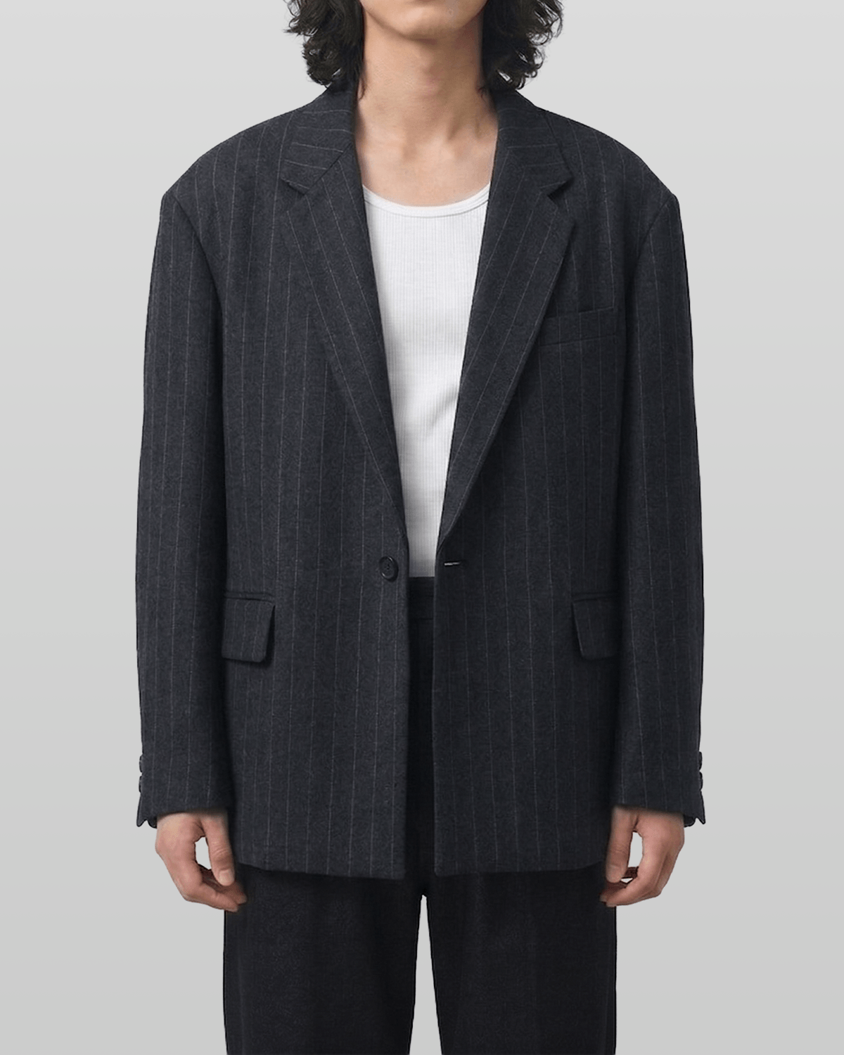 Wool-Like Striped Blazer