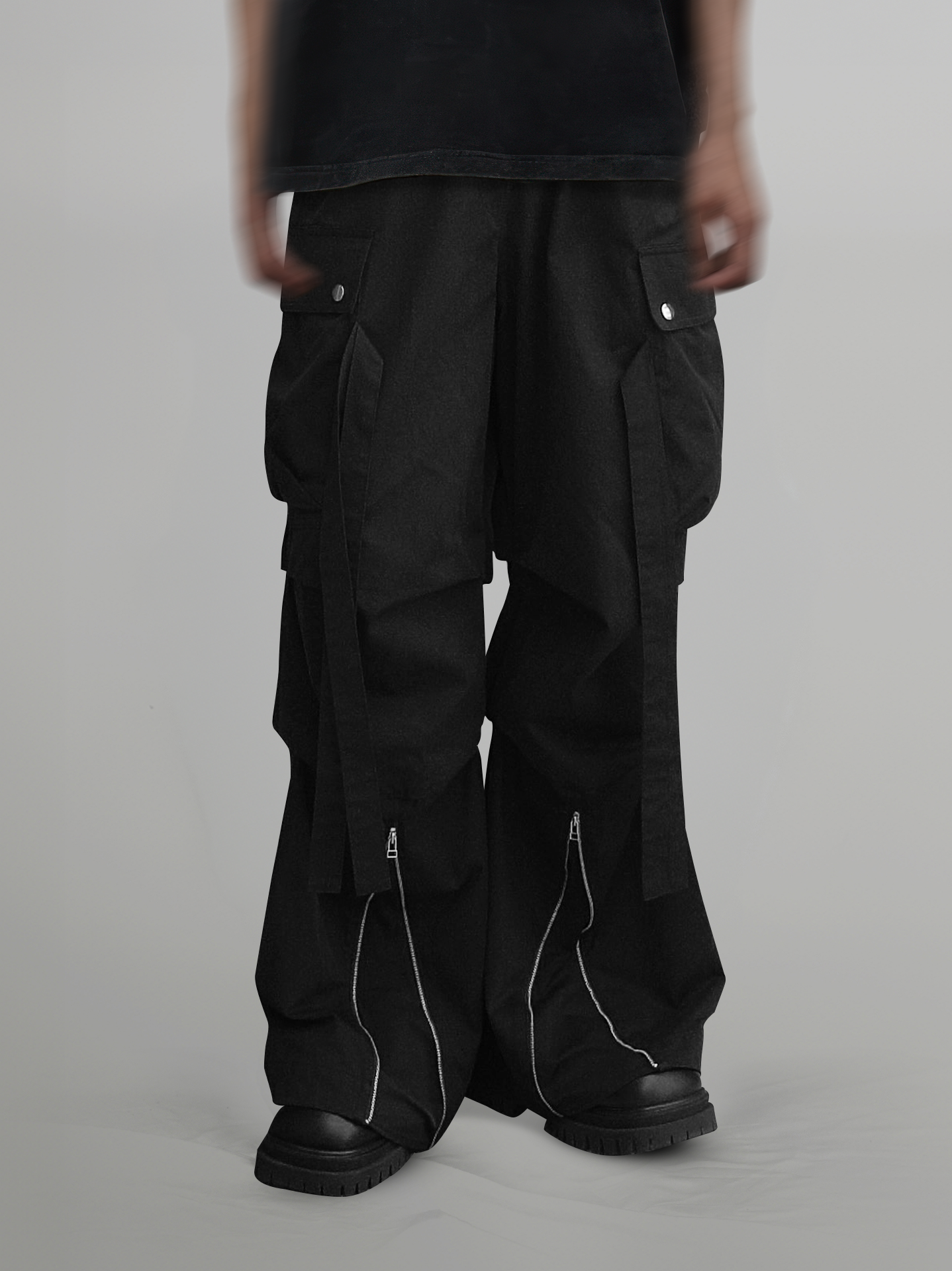 Wide Zip Cargo Pants