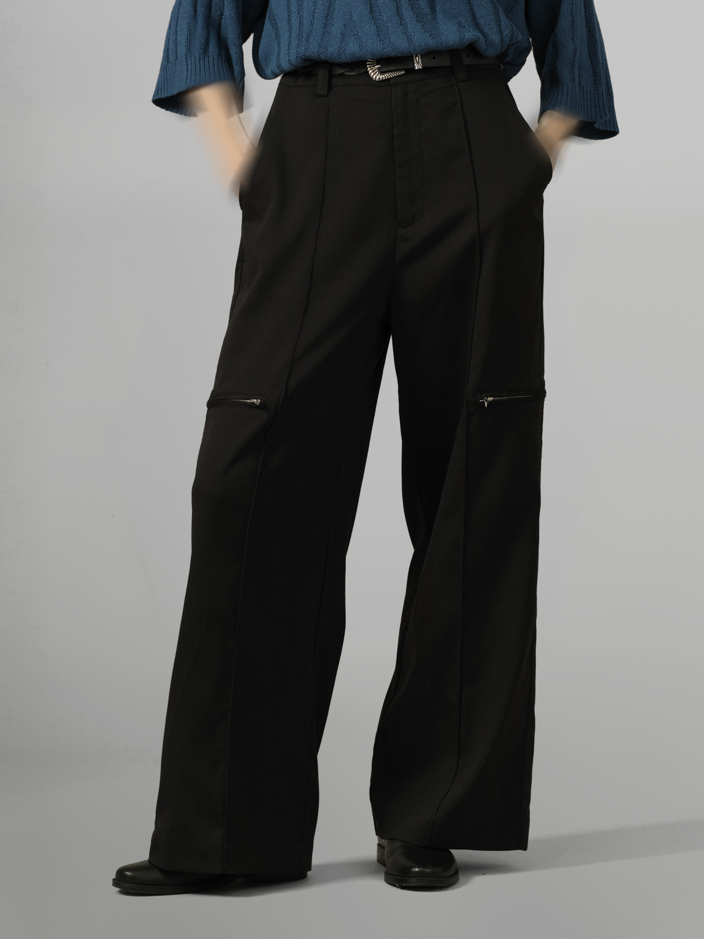 Side Zip Design Wide Pants