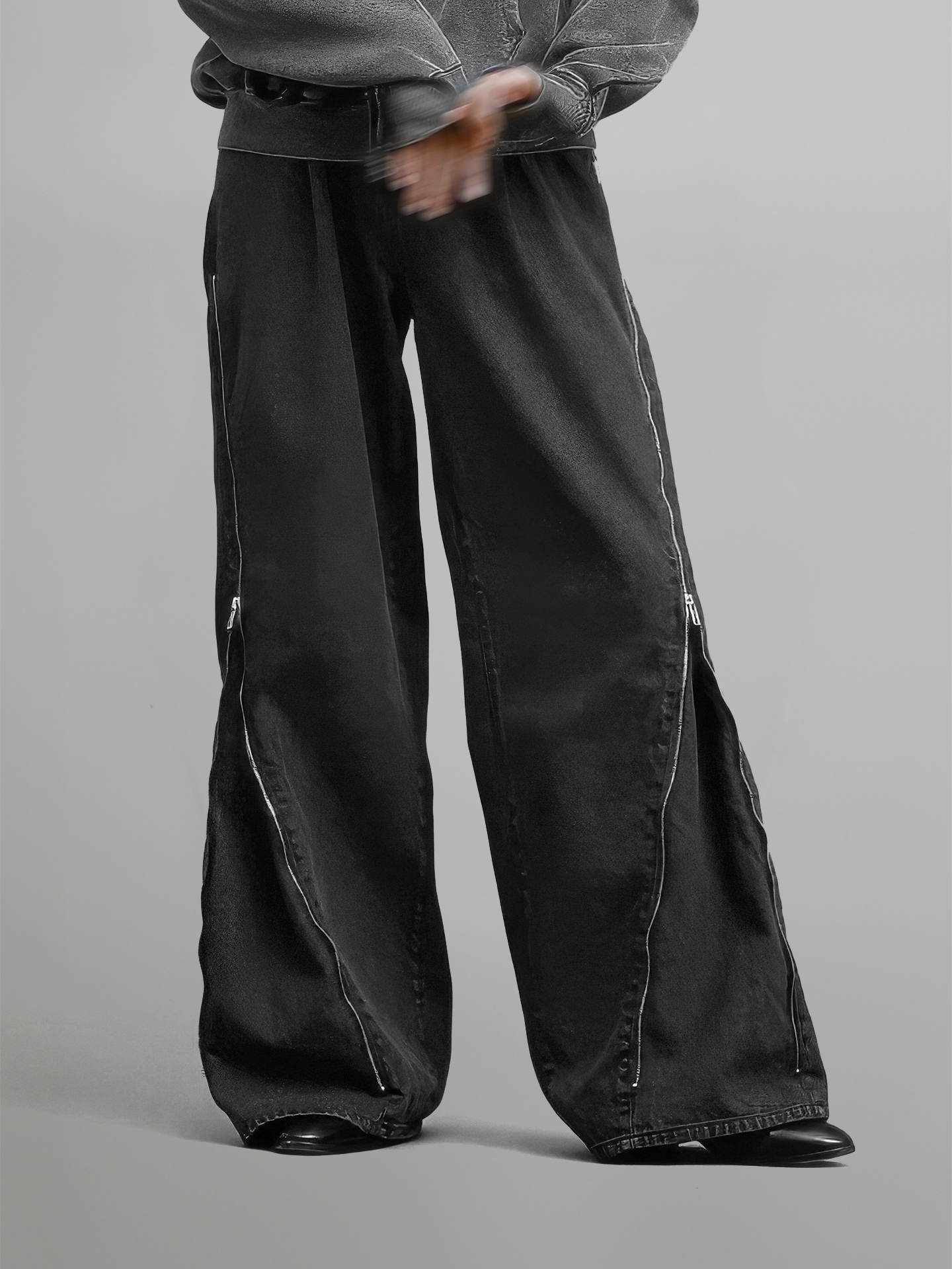 Side Zip Baggy Jeans