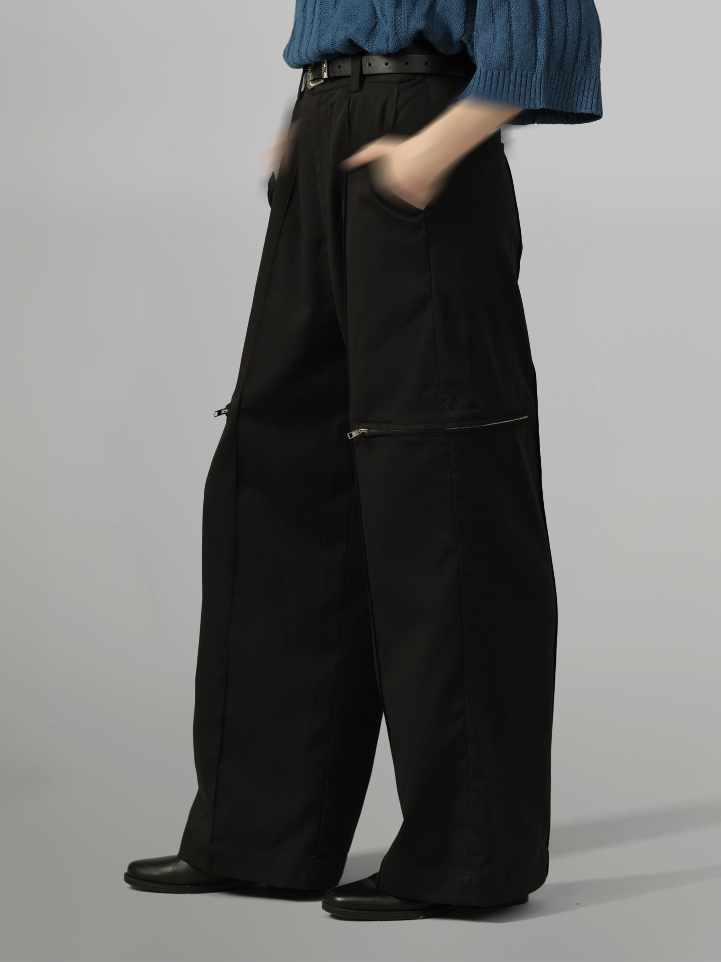 Side Zip Design Wide Pants