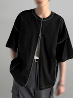 2-Way T-Shirt Black front - cleanfit minimal - UNPROVEN