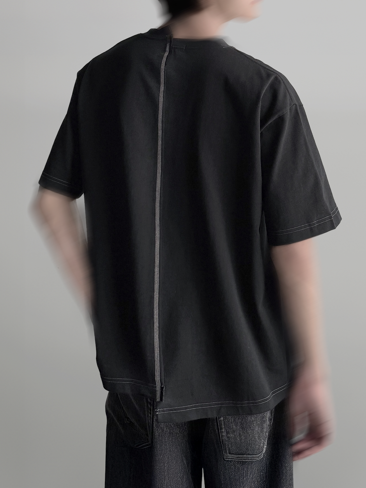 Stitch-Detail Asymmetric T-Shirt