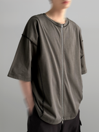 Double-Zip 2-Way T-Shirt charcoal – Detail | clean essentials / relaxed fit | UNPROVEN