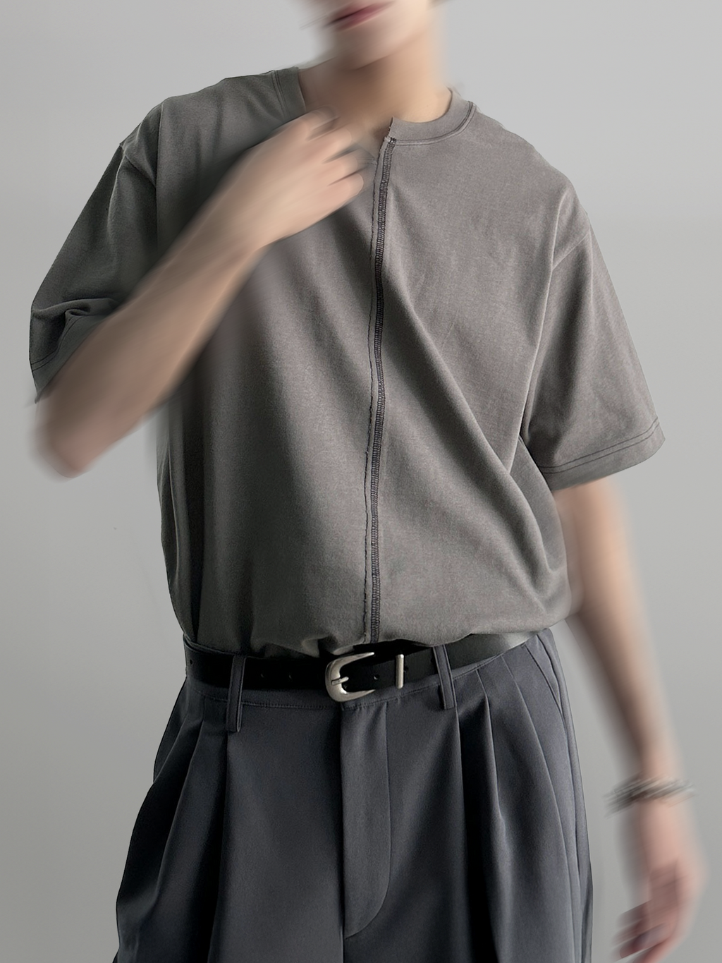 Stitch-Detail Asymmetric T-Shirt