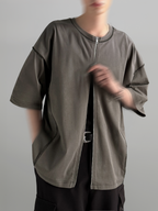 Double-Zip 2-Way T-Shirt charcoal – Front view | clean essentials / relaxed fit | UNPROVEN