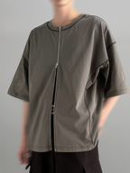 Double-Zip 2-Way T-Shirt charcoal – Detail | clean essentials / relaxed fit | UNPROVEN