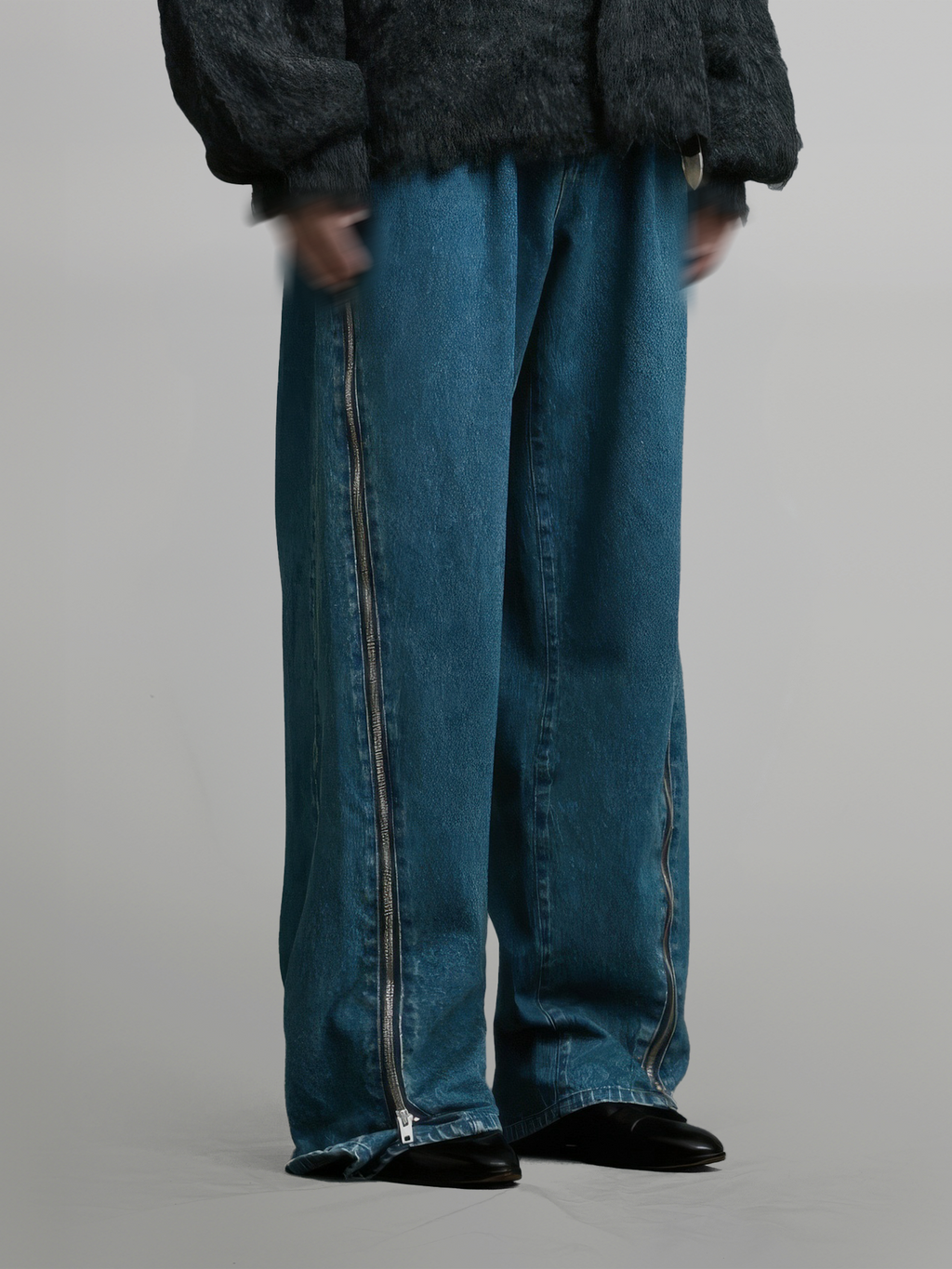 Side Zip Baggy Jeans