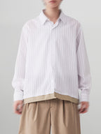 Striped Shirt Beige front - cleanfit minimal - UNPROVEN