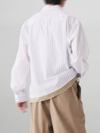 Striped Shirt Beige front - cleanfit minimal - UNPROVEN