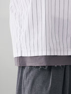Double Layer Striped Shirt beige – Detail | relaxed tailoring / semi-wide fit | UNPROVEN