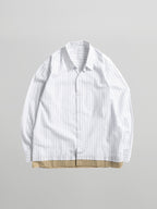 Striped Shirt Beige front - cleanfit minimal - UNPROVEN