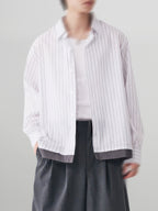 Double Layer Striped Shirt charcoal – Front view | relaxed tailoring / semi-wide fit | UNPROVEN