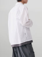 Double Layer Striped Shirt beige – Detail | relaxed tailoring / semi-wide fit | UNPROVEN
