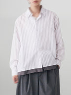 Double Layer Striped Shirt charcoal – Detail | relaxed tailoring / semi-wide fit | UNPROVEN