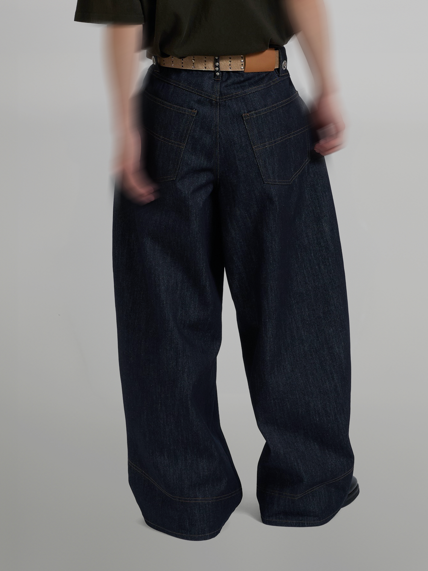 Silver Studded Baggy Denim Jeans