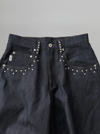 Silver Studded Baggy Denim Jeans