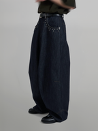 Silver Studded Baggy Denim Jeans