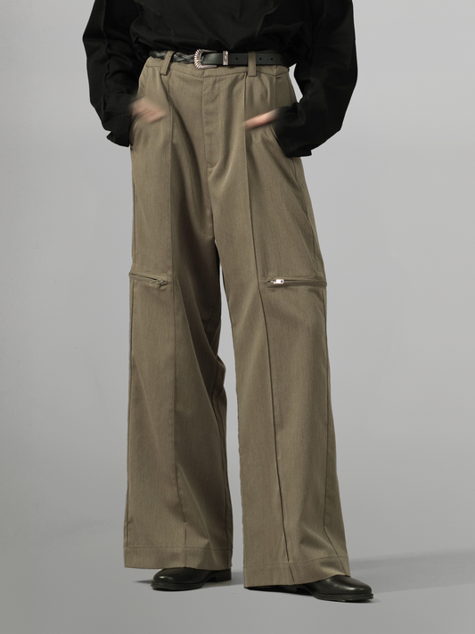 Side Zip Design Wide Pants