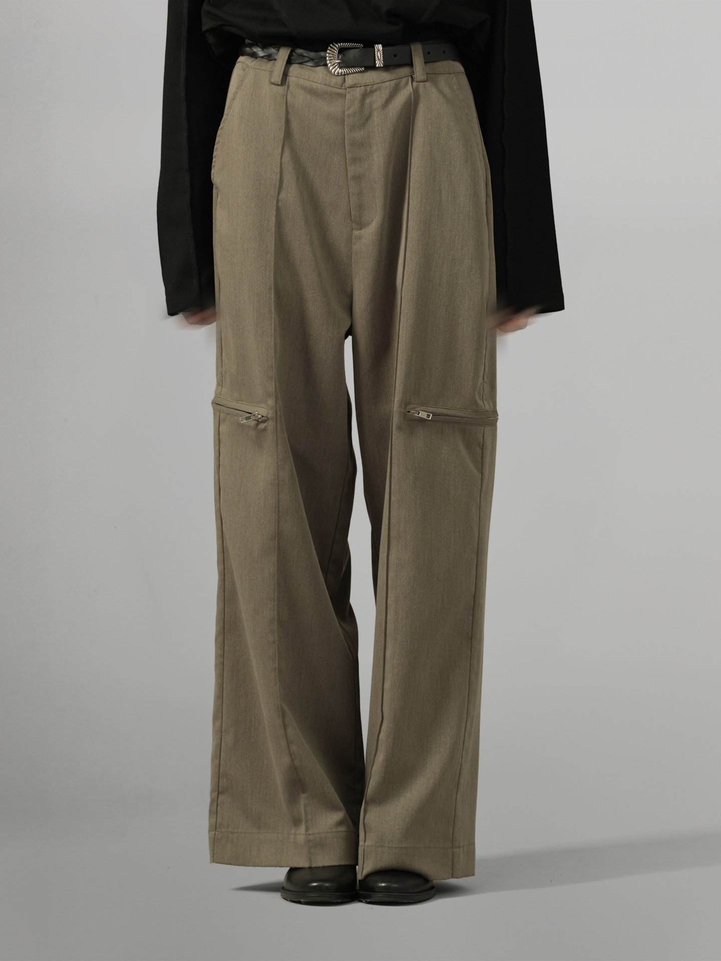 Side Zip Design Wide Pants