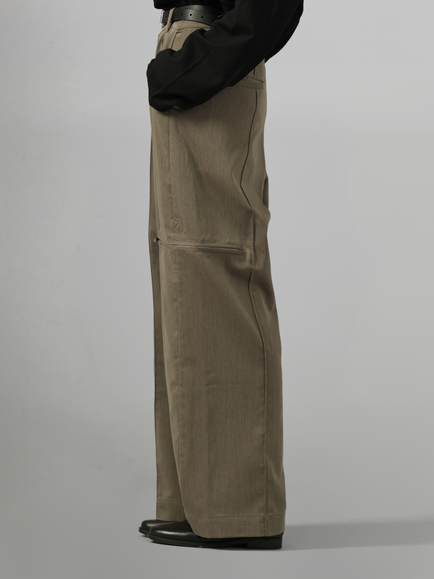 Side Zip Design Wide Pants