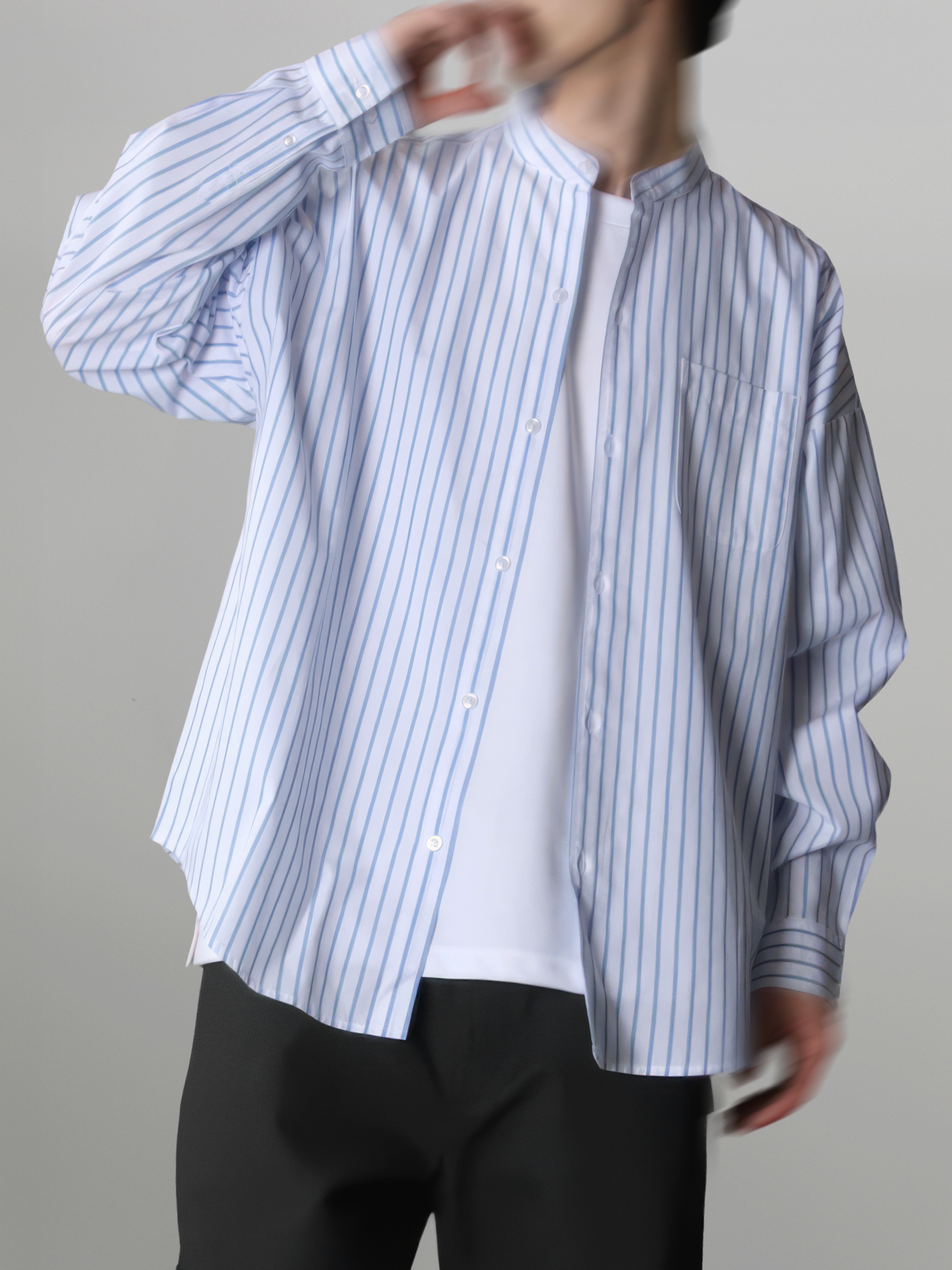 Oversized Band Collar Shirt