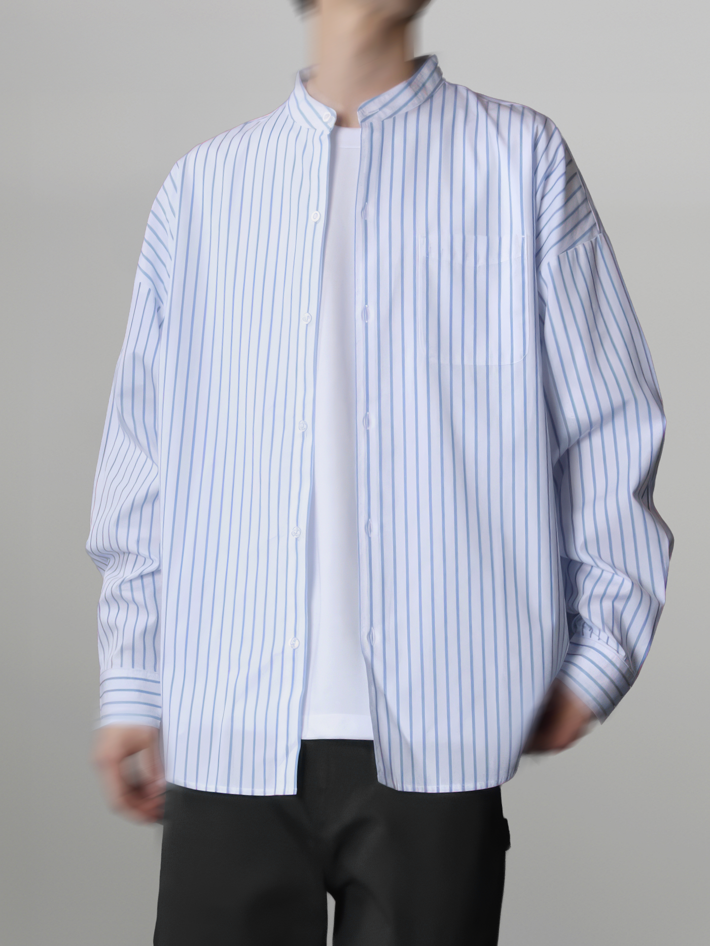 Oversized Band Collar Shirt