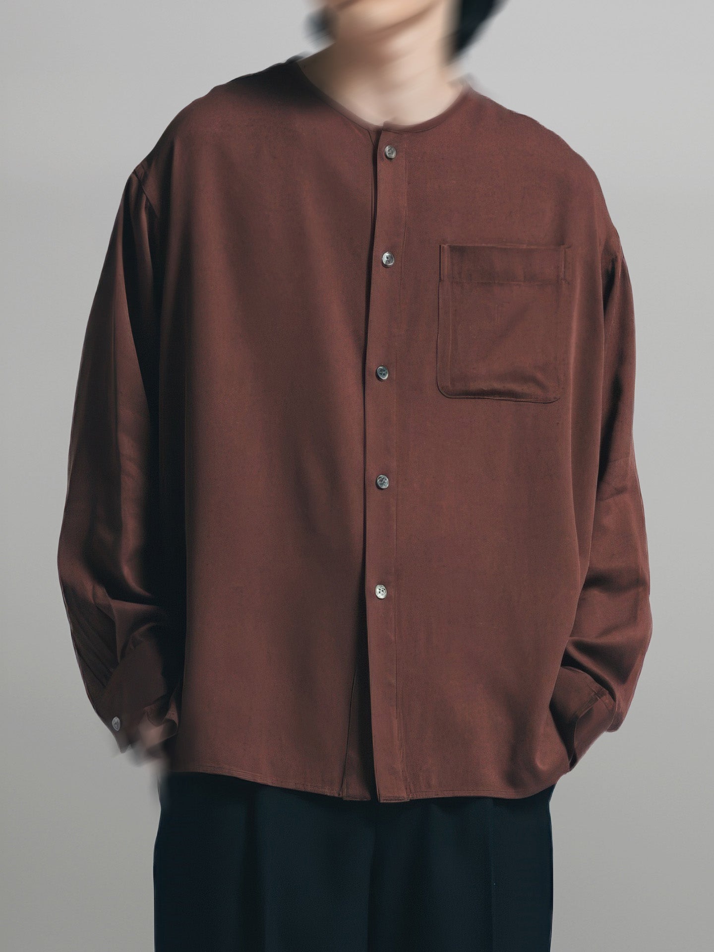 Loose-Fit Collarless Shirt