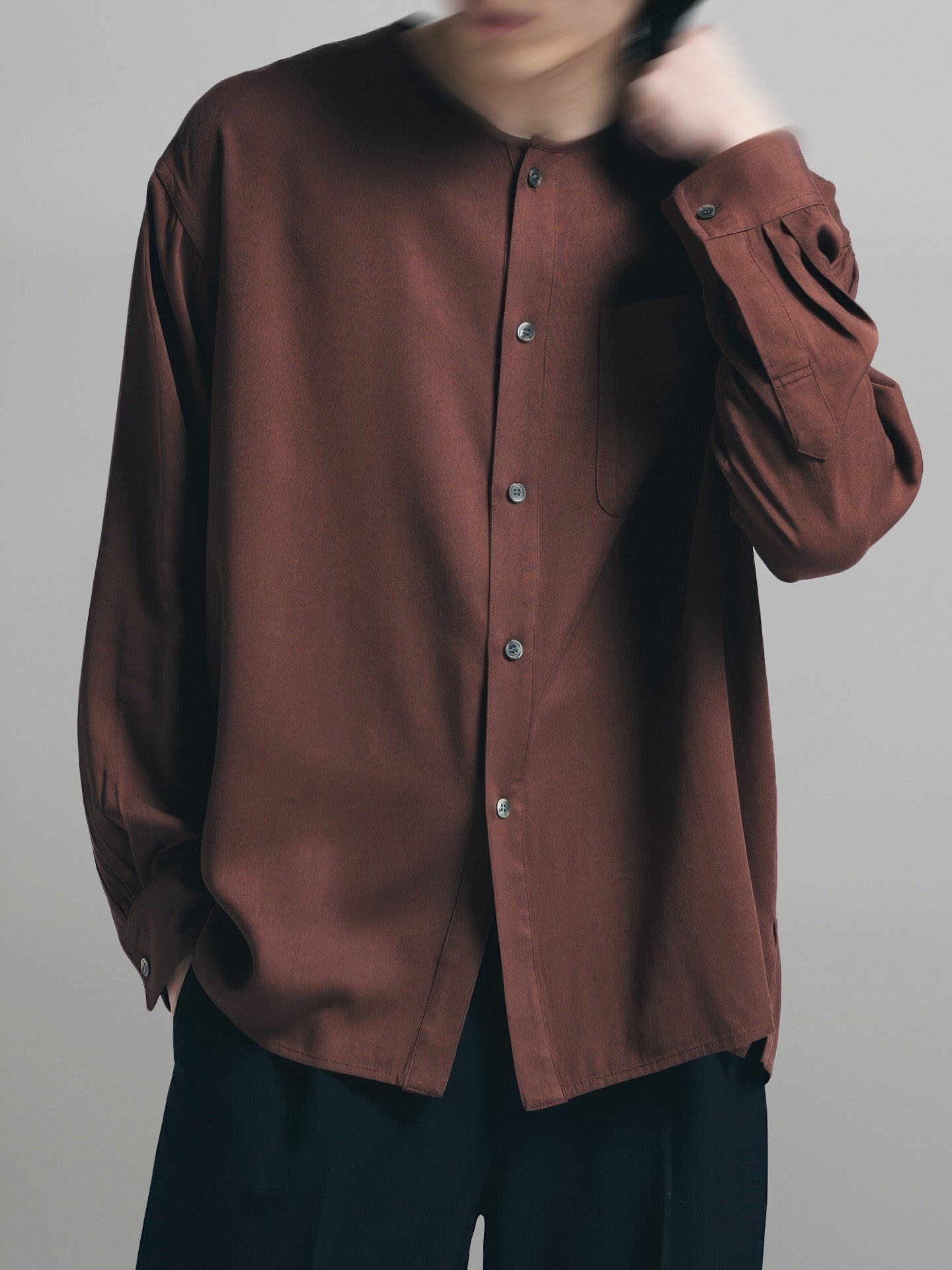 Loose-Fit Collarless Shirt