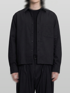 Loose-Fit Cropped Shirt black – Front view | relaxed tailoring / semi-wide fit | UNPROVEN