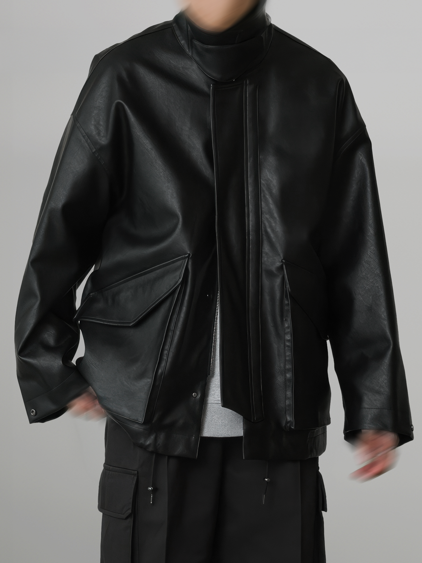 Artificial Grain Military Jacket