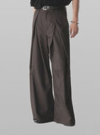 Cross Tuck Striped Wide Pants