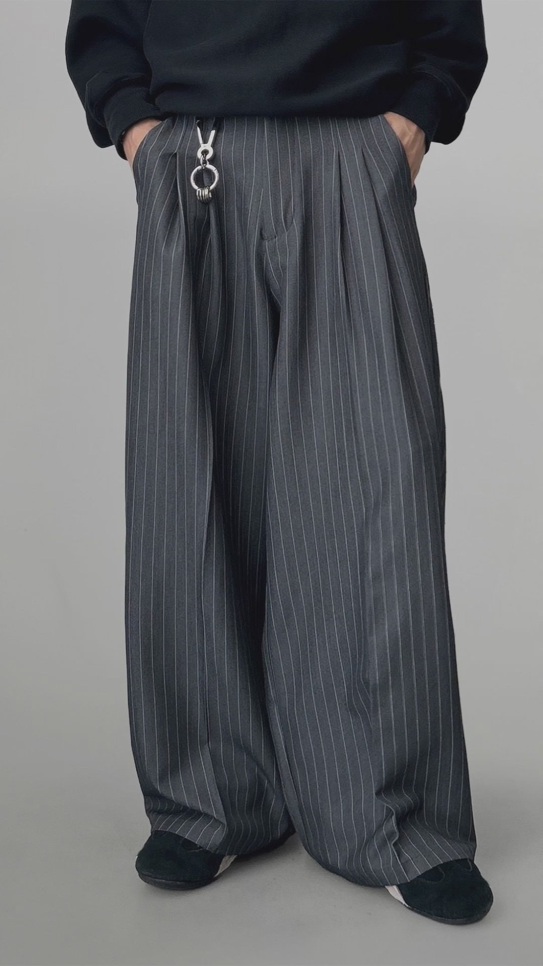パンツ 90's wide striped slacks archive Striped Wide Pants Gray - Mens Wide Pants – UNPROVEN.STUDIO