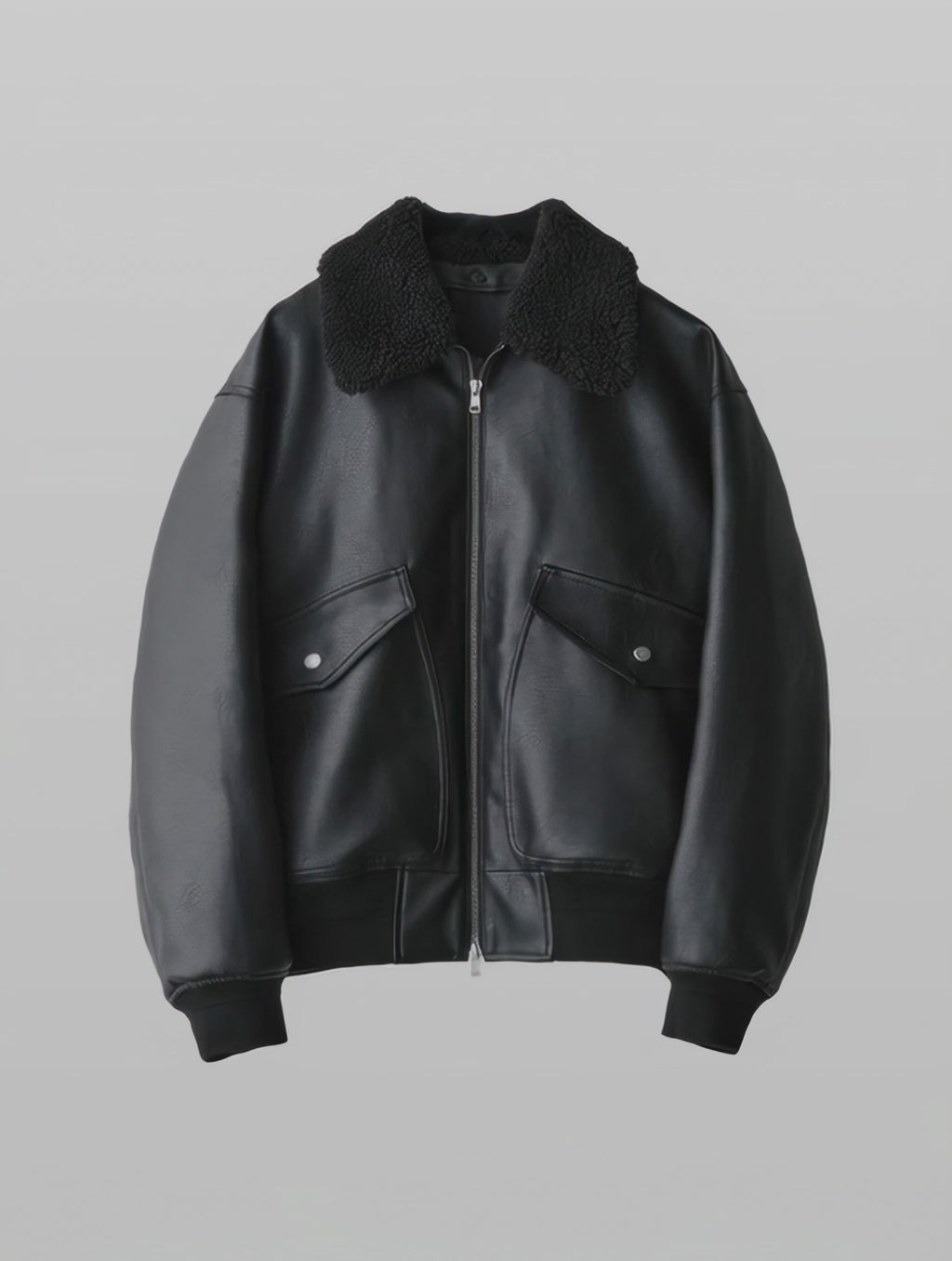 Detachable Boa Artificial Grain Flight Blouson