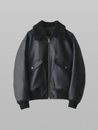 Detachable Boa Artificial Grain Flight Blouson